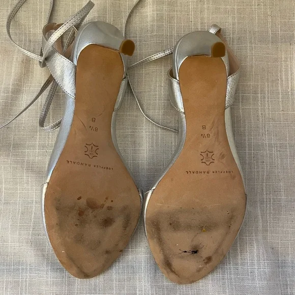 Loeffler Randal Silver Leather Tie Heel Sandal - Picture 5 of 7